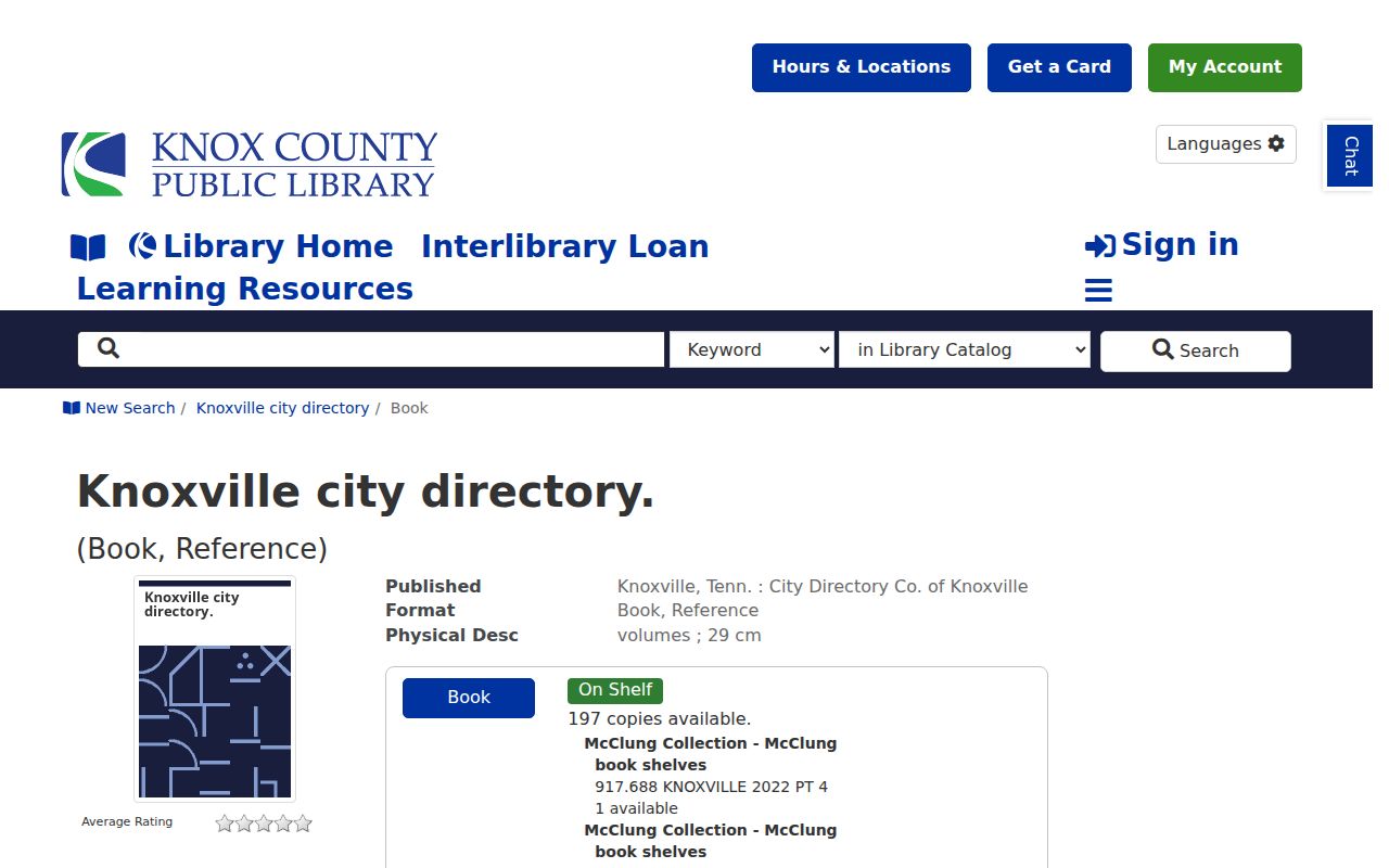 Farragut city directory Knoxville catalog holdings record