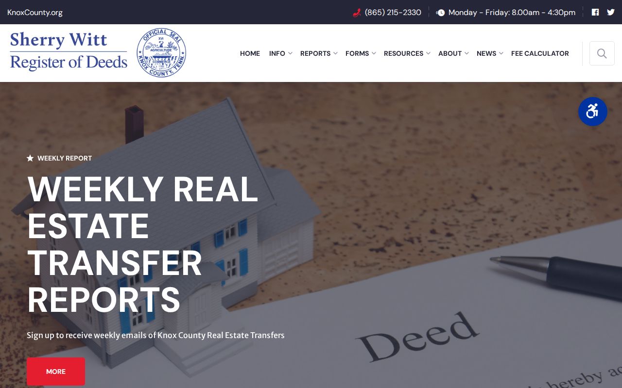 Farragut residents directory Knox County Register of Deeds office page