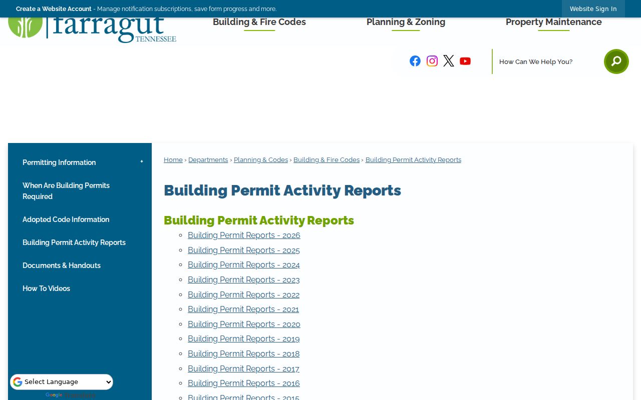 Farragut past residents permit-report archive for address history