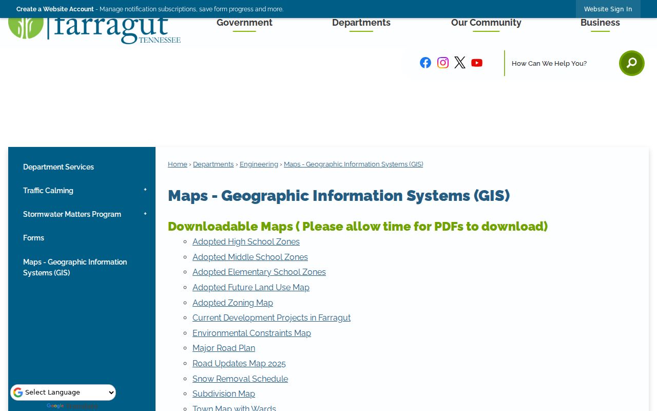 Farragut street directory town maps and GIS resources